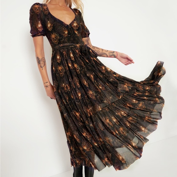 Blackmilk Dresses & Skirts - DEATH MASK WRAP MIDAXI DRESS